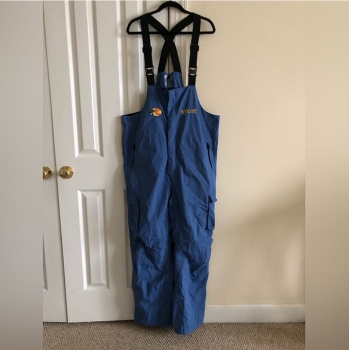 Bass Pro Shops waterproof bibs overall pants blue adjustable straps size L 9TQdQTw0H