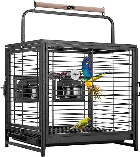 New Bird Travel Cage: Wrought Iron, Black ajb1gdQr5