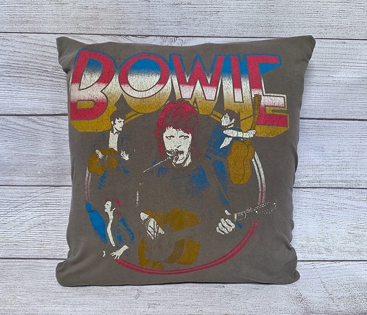 David Bowie Upcycled T-Shirt Pillow Cover 14” eIzXTPOWd