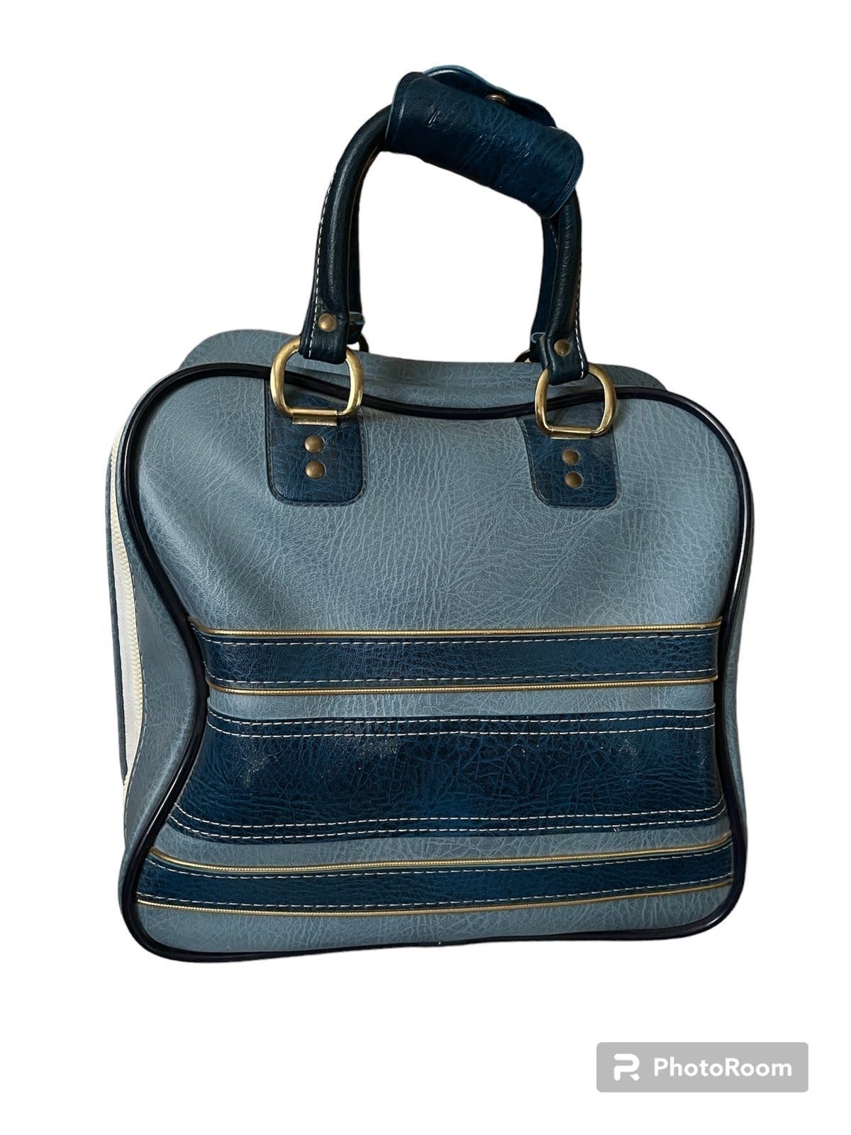 Vintage Bowling Bag Brunswick Blue With Gold Accents  B
