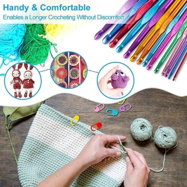 37 PCS Crochet Hooks Set High Quality Coloured Aluminum Ergonomic Handle FQ50i1YOh