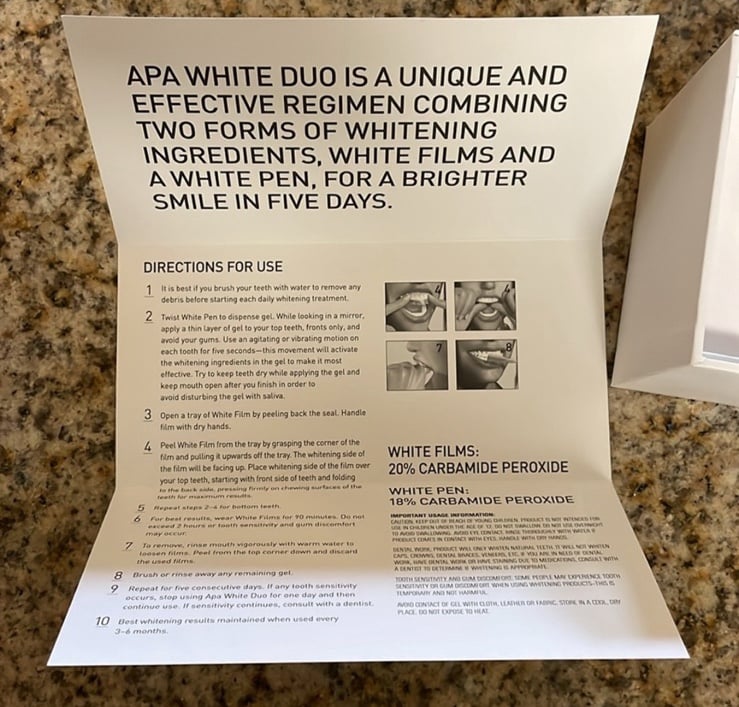 NEW  Apa (Advanced Prestige Aesthetic) White Duo Teeth Whitening System EEQPKS0mI