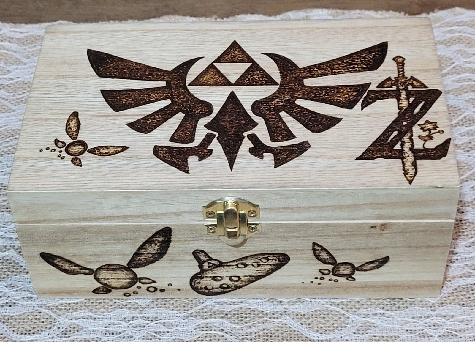 Legend of Zelda Woodburned Storage Box 8.5