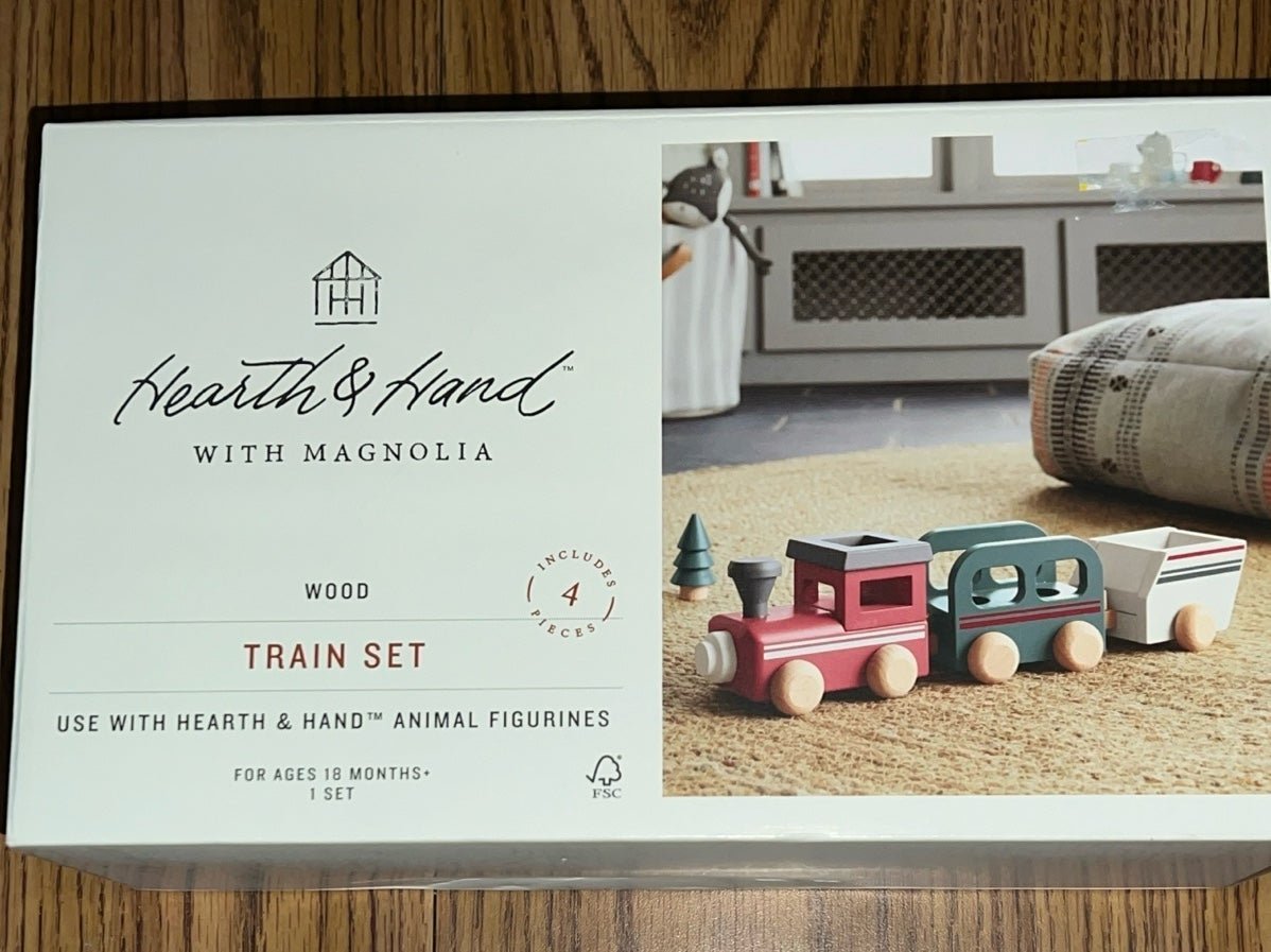 Hearth and Hand with Magnolia 2021 All Aboard Wood Train Set-New in Box G7JBvKUB1