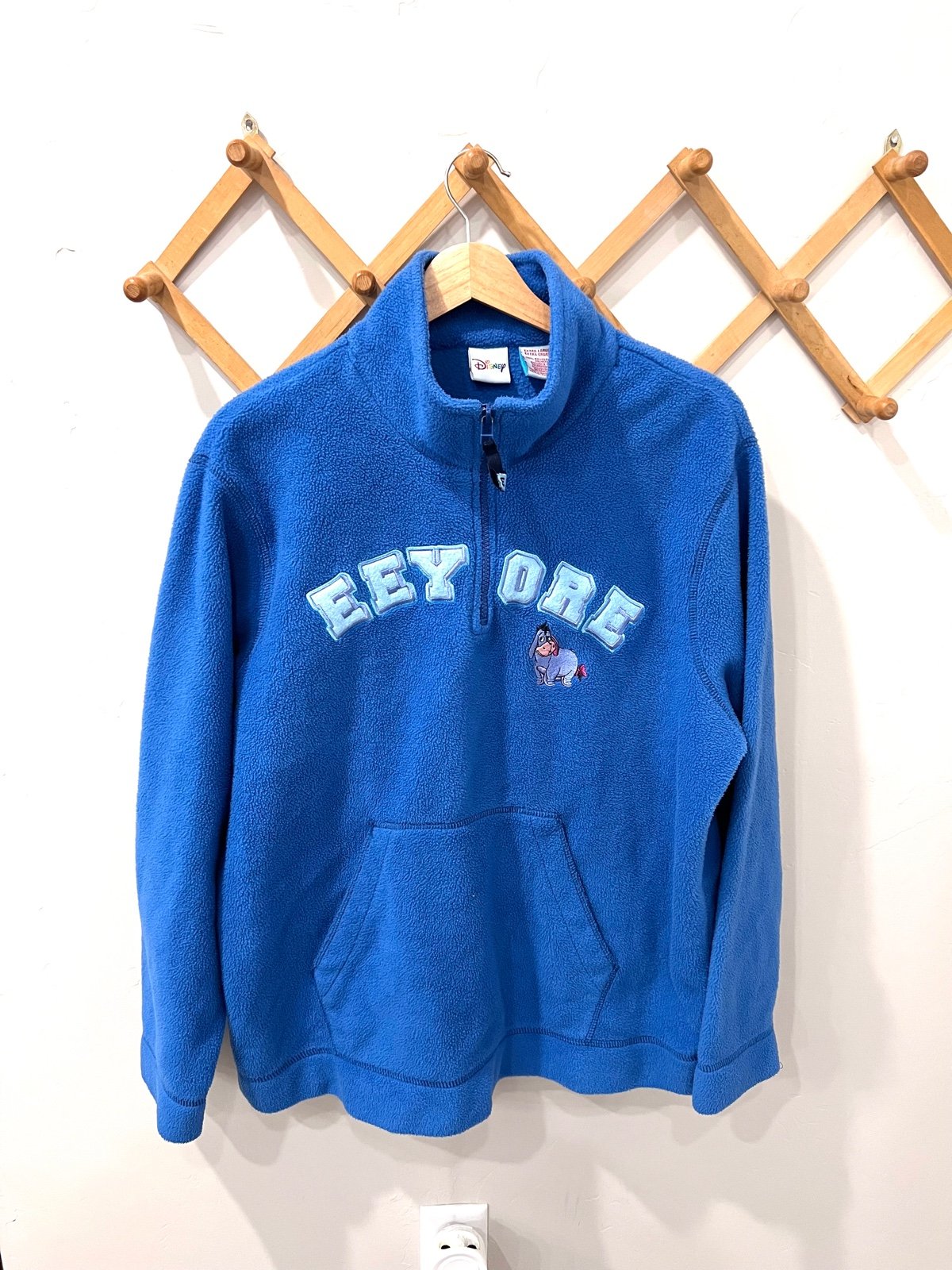 Disney Vintage Women´s XL Eeyore Embroidered Mock Neck Blue Fleece Pullover fxWyj3UAN