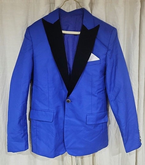 Men Blue Suits Wedding Groom Blazer with Pants and Vest Prom Slim Fit 3 Pieces fUBWdlTAK