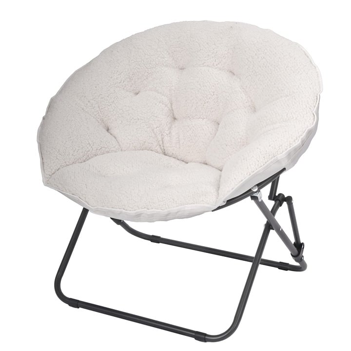 Saucer Chair for Kids and Teens, White Faux Shearling-yer7 9ACSqqcVD