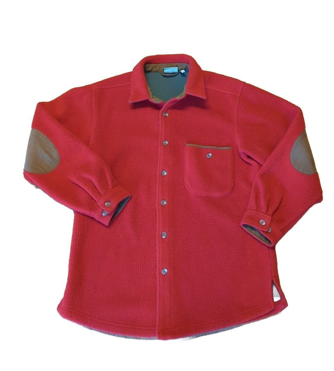 Sahalie Fleece Jacket Womens Small Red Elbow Pads Button Up Outdoors Heavy duFc6dIFs