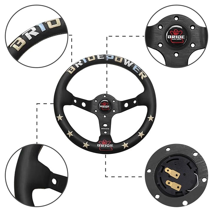 NEW 330MM BRIDE GENUINE LEATHER DRIFT STEERING WHEELS WITH BRIDE EMBROIDERY 3kN4OTq2C