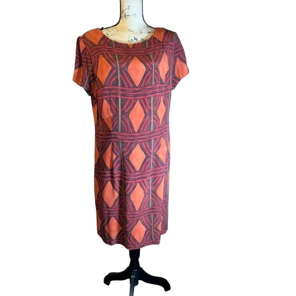 Vintage Dara and Jeffrey Geometric Print Shift Dress wi