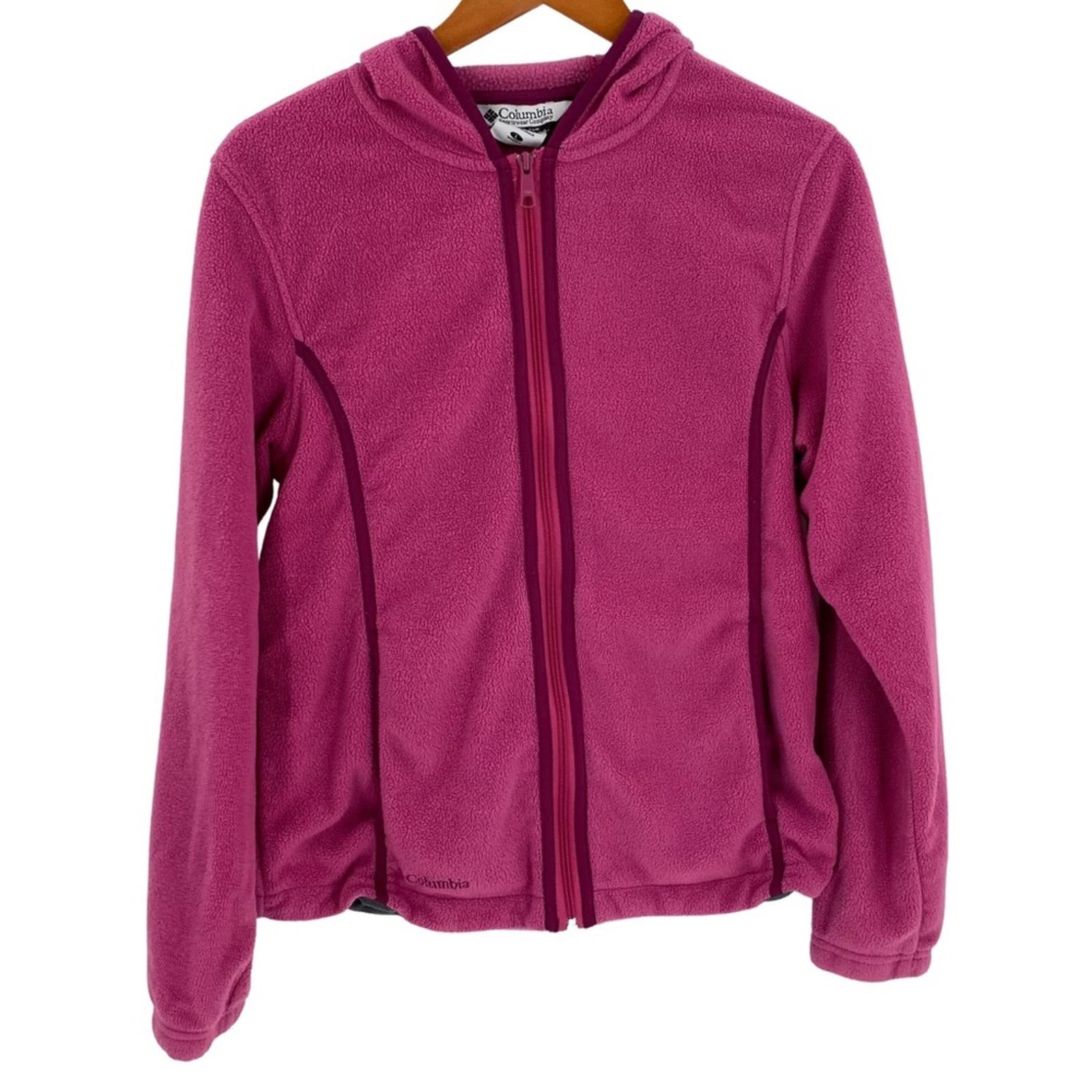 SALE: Berry pink Columbia womens fleece sweatshirt hoodie fill zip up size large aNCmRK67k