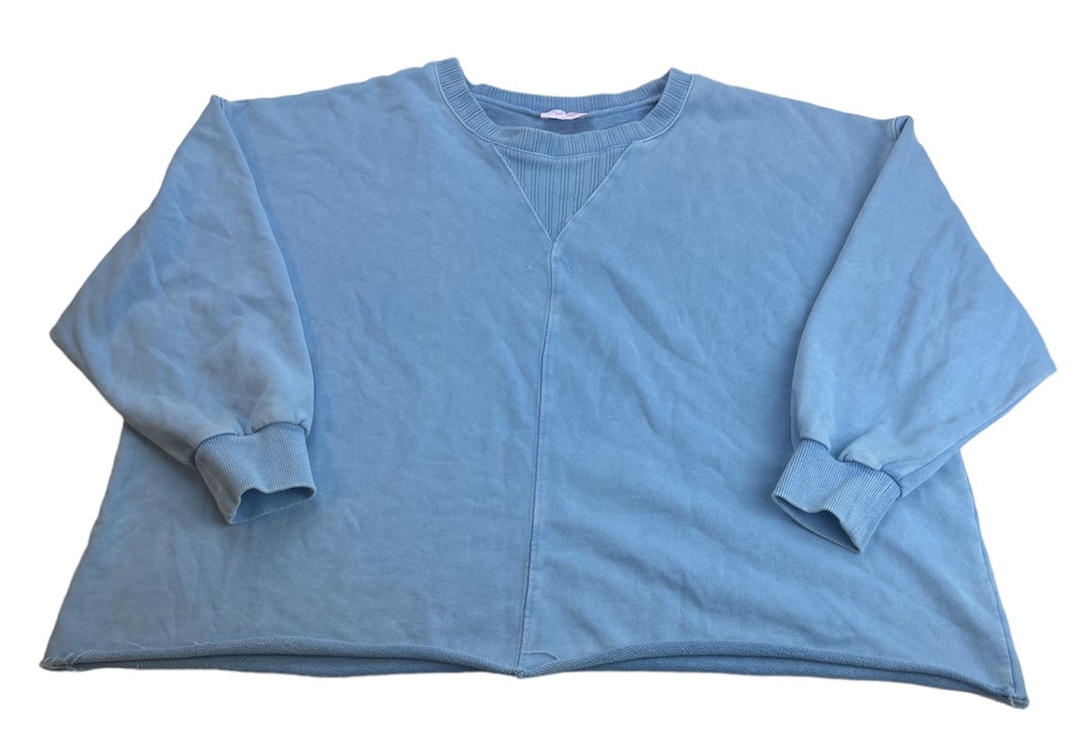 Pink Lily Blue Oversized Long Sleeve Sweatshirt S40-32 EBF3n52XQ