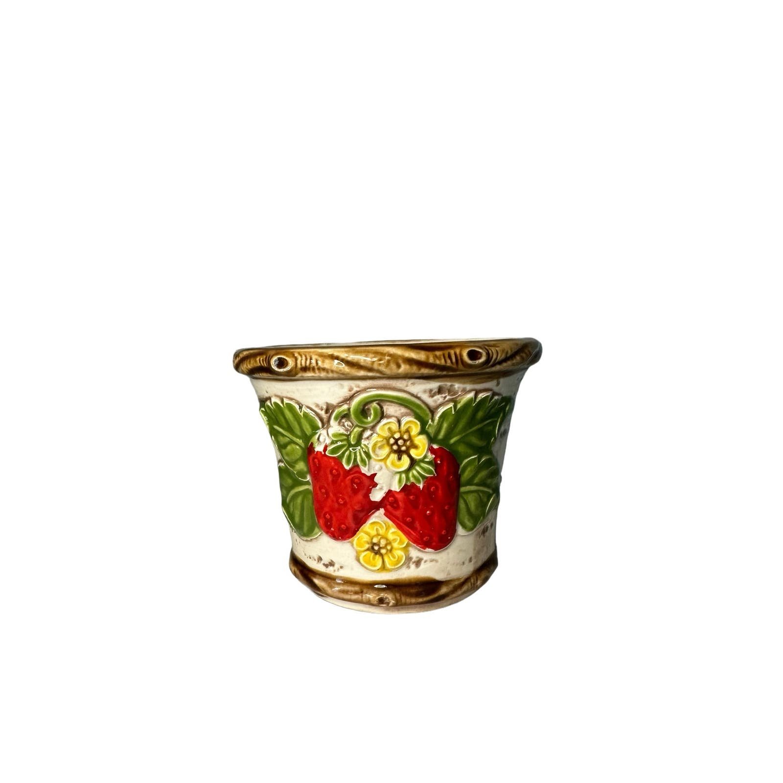 Vintage ceramic strawberry planter Japan 4vsNpyJQ1