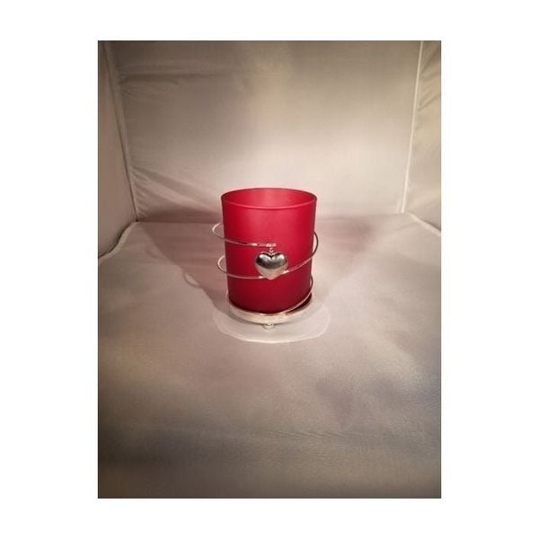 Red frosted spiral heart candle holder CHAfX90YR