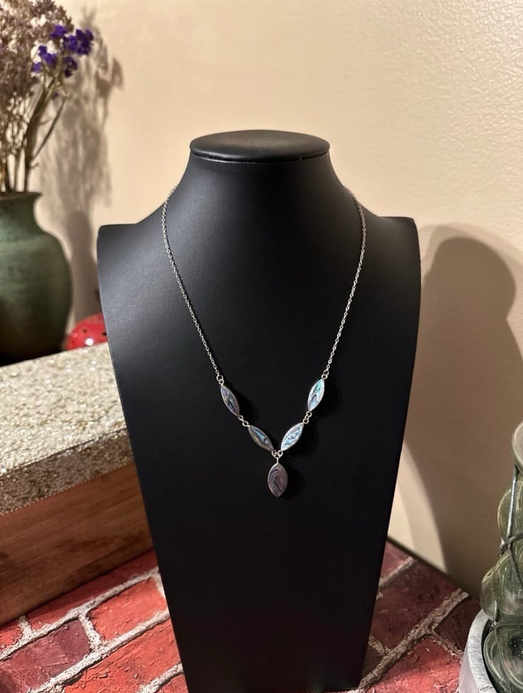 Vintage sterling silver abalone shell necklace 18” ElkDz2Wwf