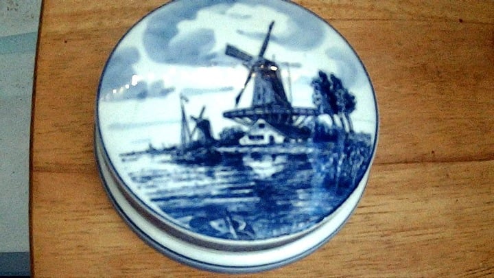 Vintage Blue and White Delft Pottery Blue Hand painted 