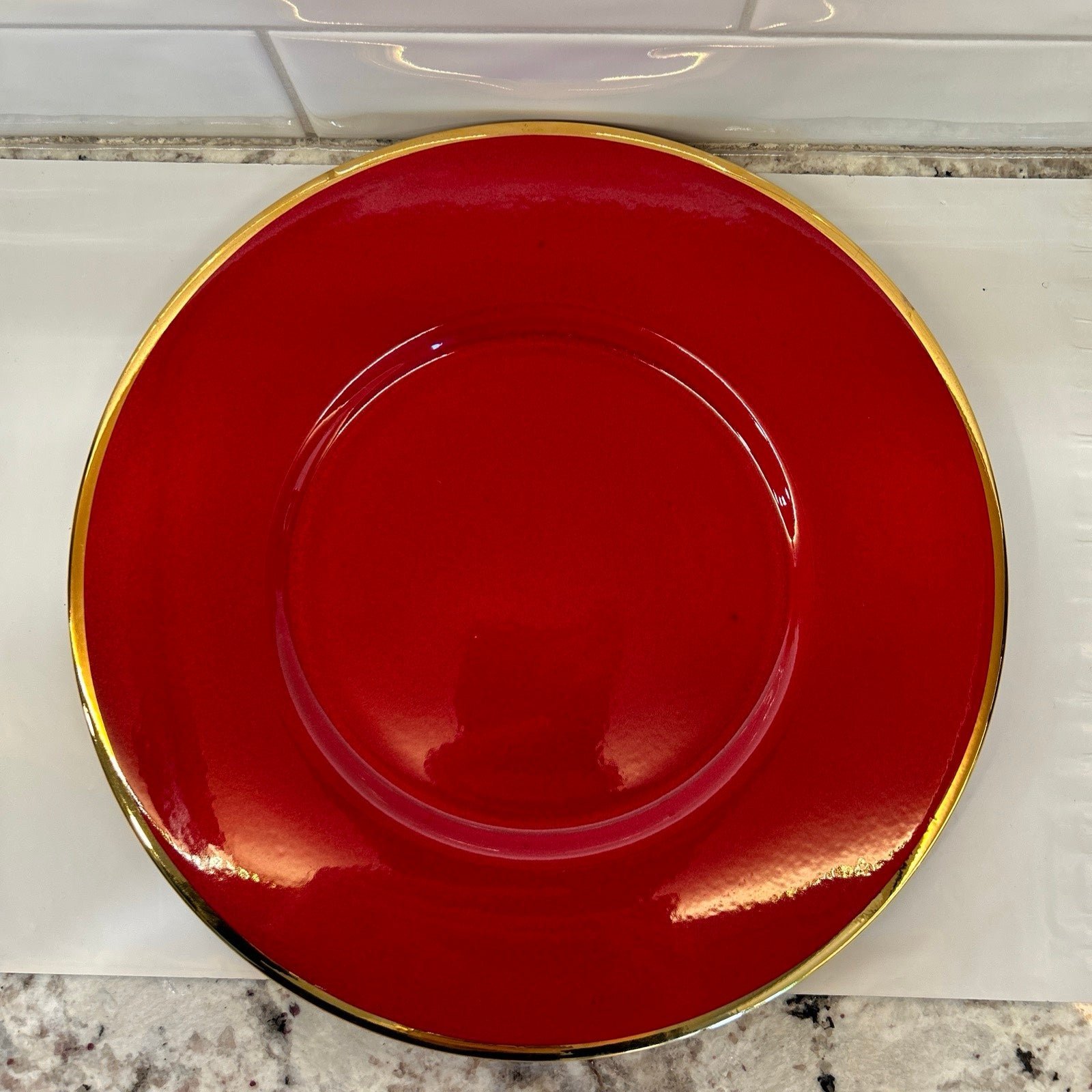 Lenox Holiday Gems Ruby Red Gold Ceramic Round Plate Ch