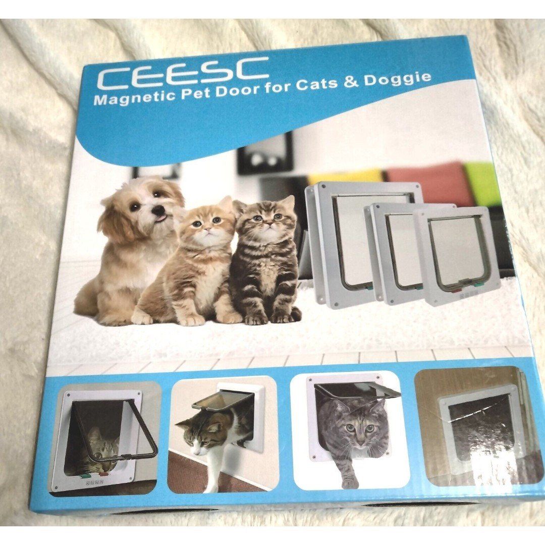 CEESC Magnetic Pet Door for Cats and Dogs XL White 9.8