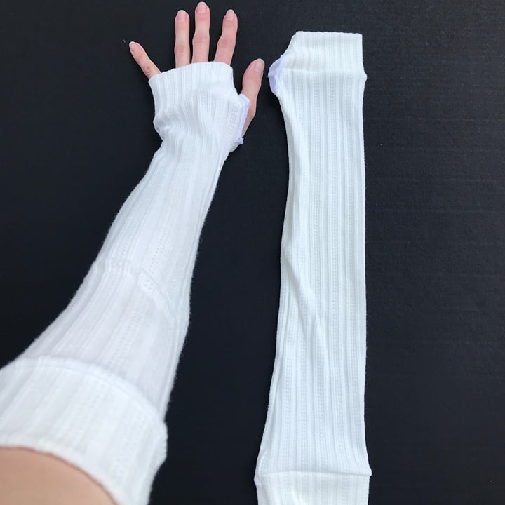 Handmade Long White Knit Arm Warmers Sweater Socks Elbow Length Wrist Covers Y2k 8e3jXwKIw