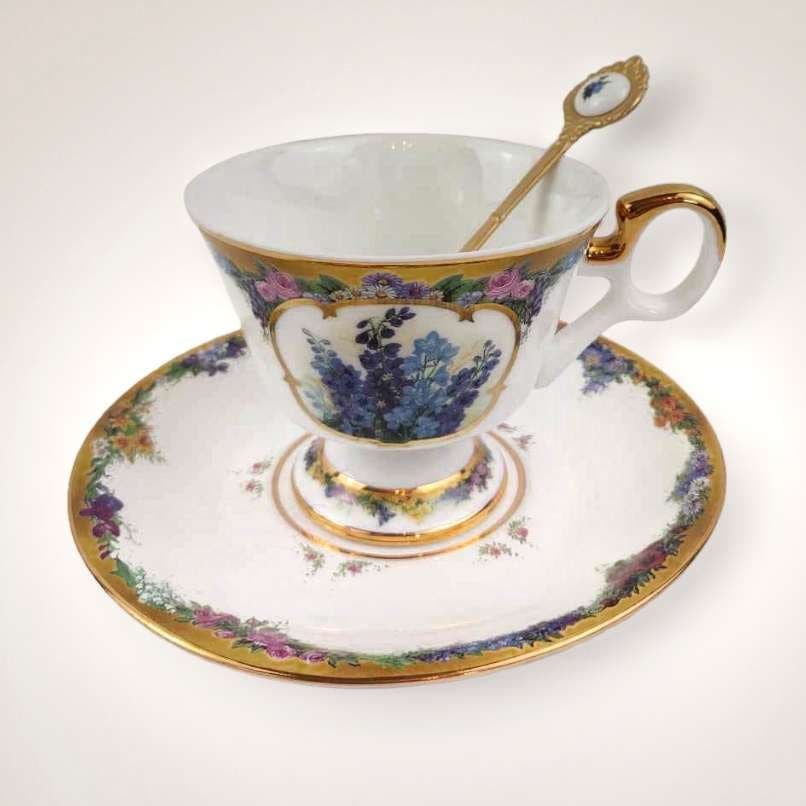 Bradford Exchange Porcelain China Teacup, Saucer, and S