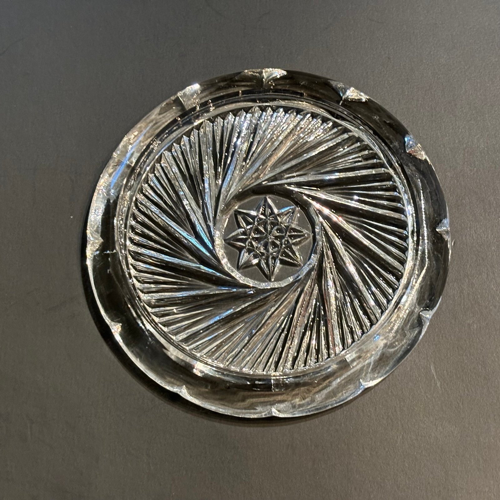 Set of 4 Vintage Crystal Hobstar Pinwheel Pattern Cut G