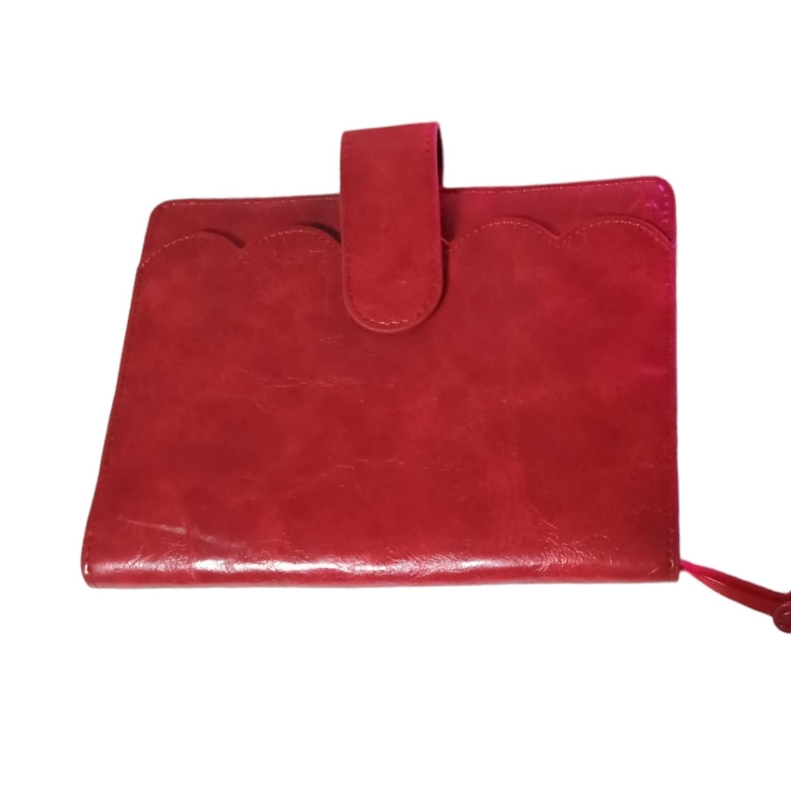 Aura Estella Red Scalloped Planner Cover Vegan Leather 