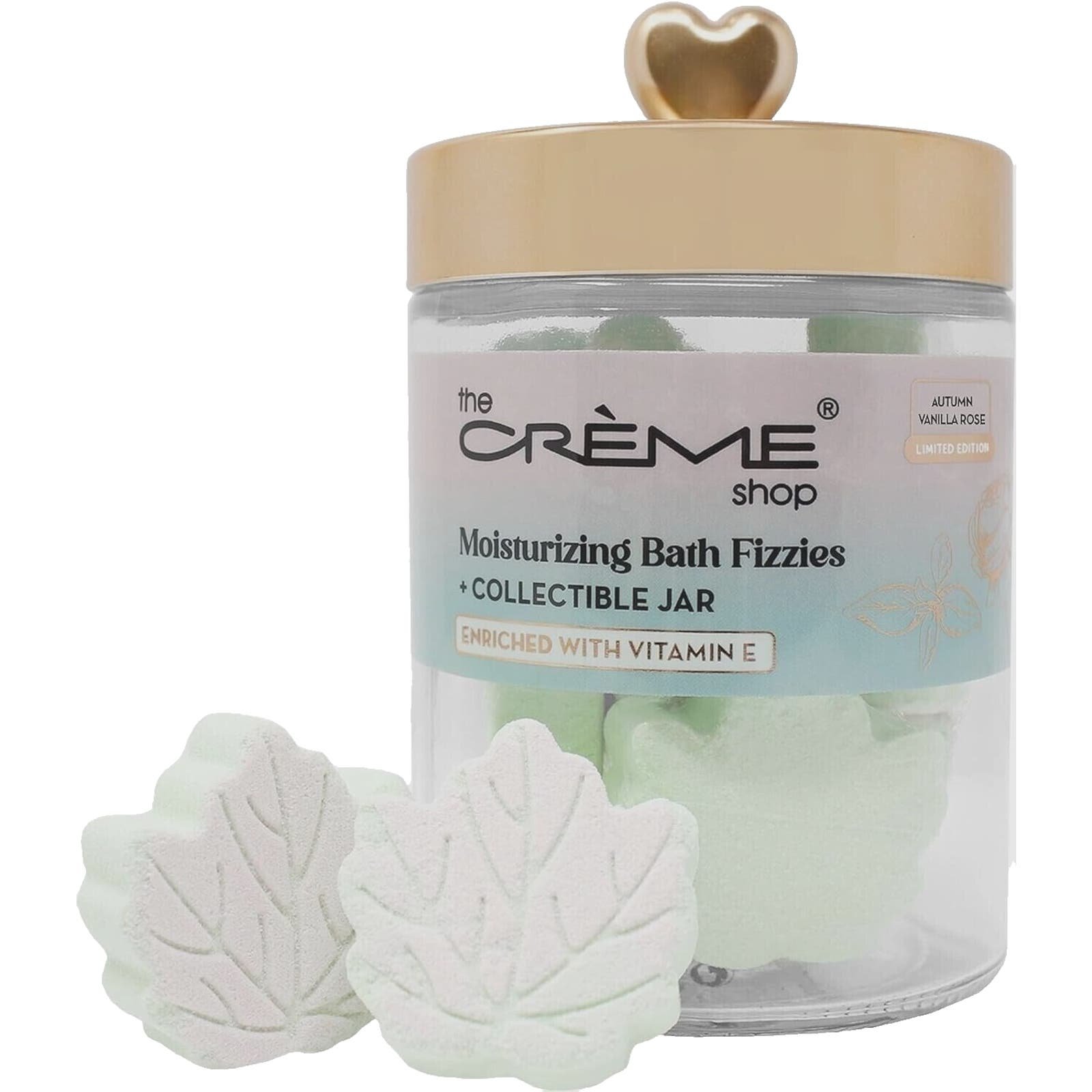 The Crème Shop Moisturizing Bath Fizzies + Collectible Jar - Autumn Vanilla Rose Ch6xhpsYU