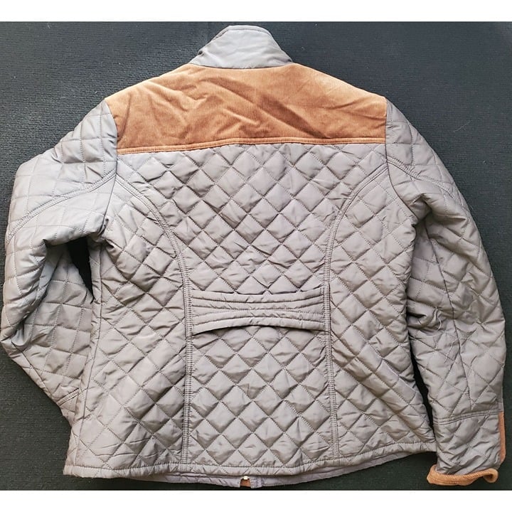 Bob Timberlake Grey Quilted Insulated Full Zip Jacket Brown Corduroy Trim 4SRHQkoYb