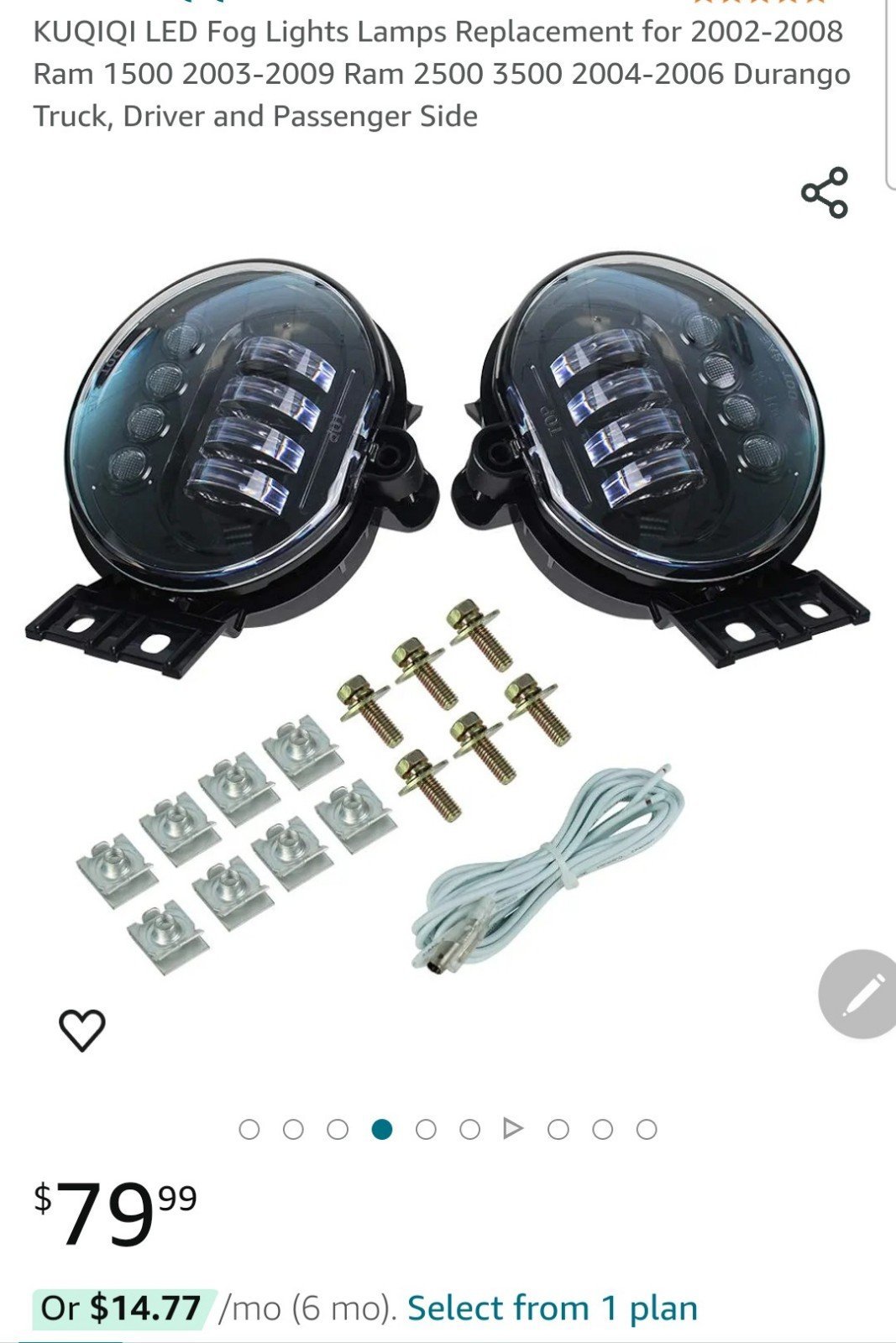 LED Fog Lights Lamps Replacement for 02 to 08 Ram 1500 