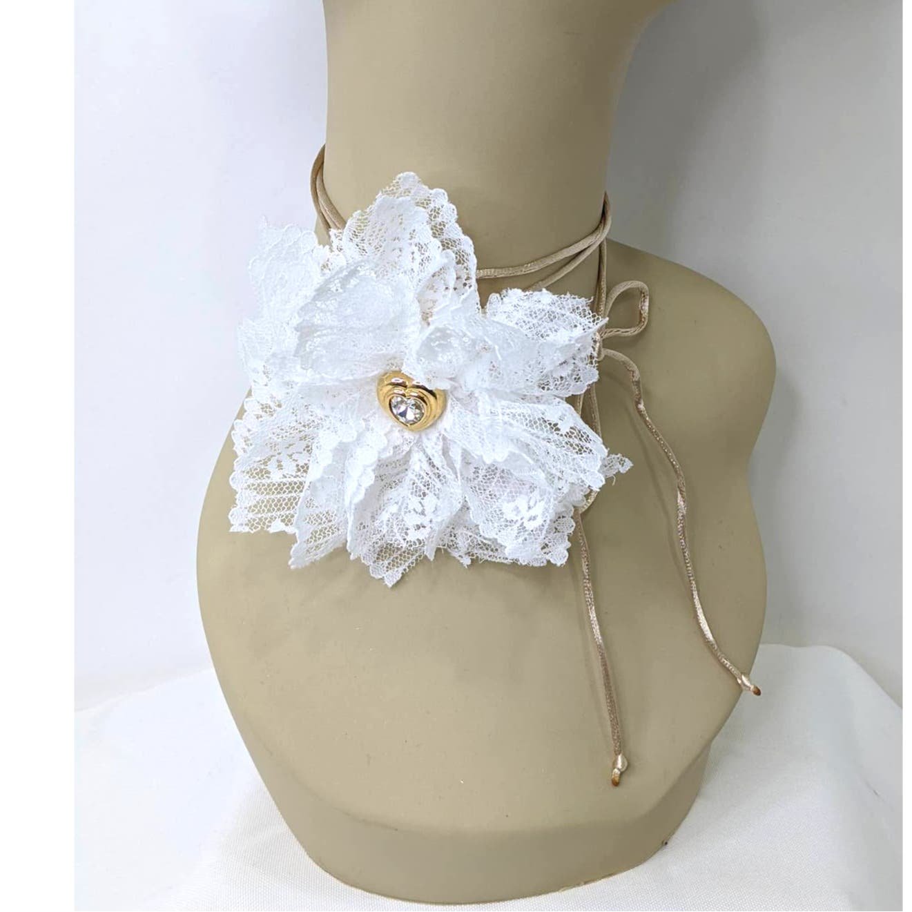 Hand Crafted Lace Flower Choker Coquette White Feminine
