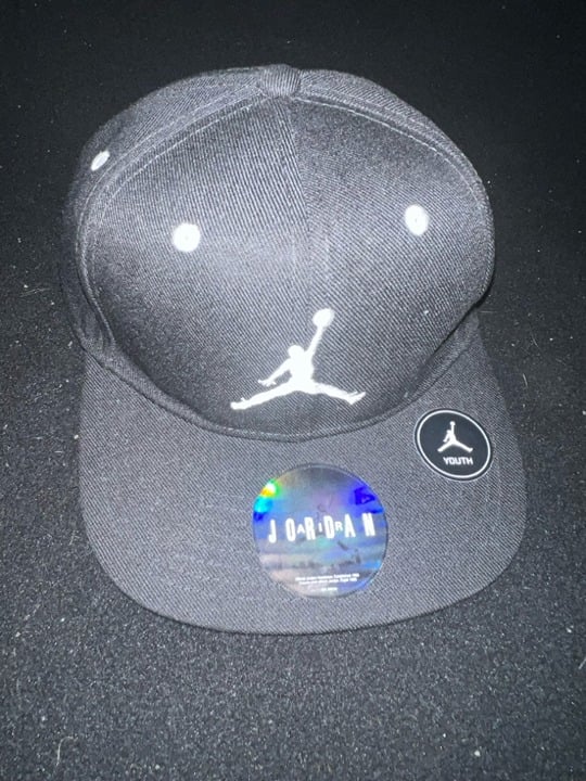 Youth Air Jordan Black W/white Logo Baseball Hat Adjustable 6C108GUx6