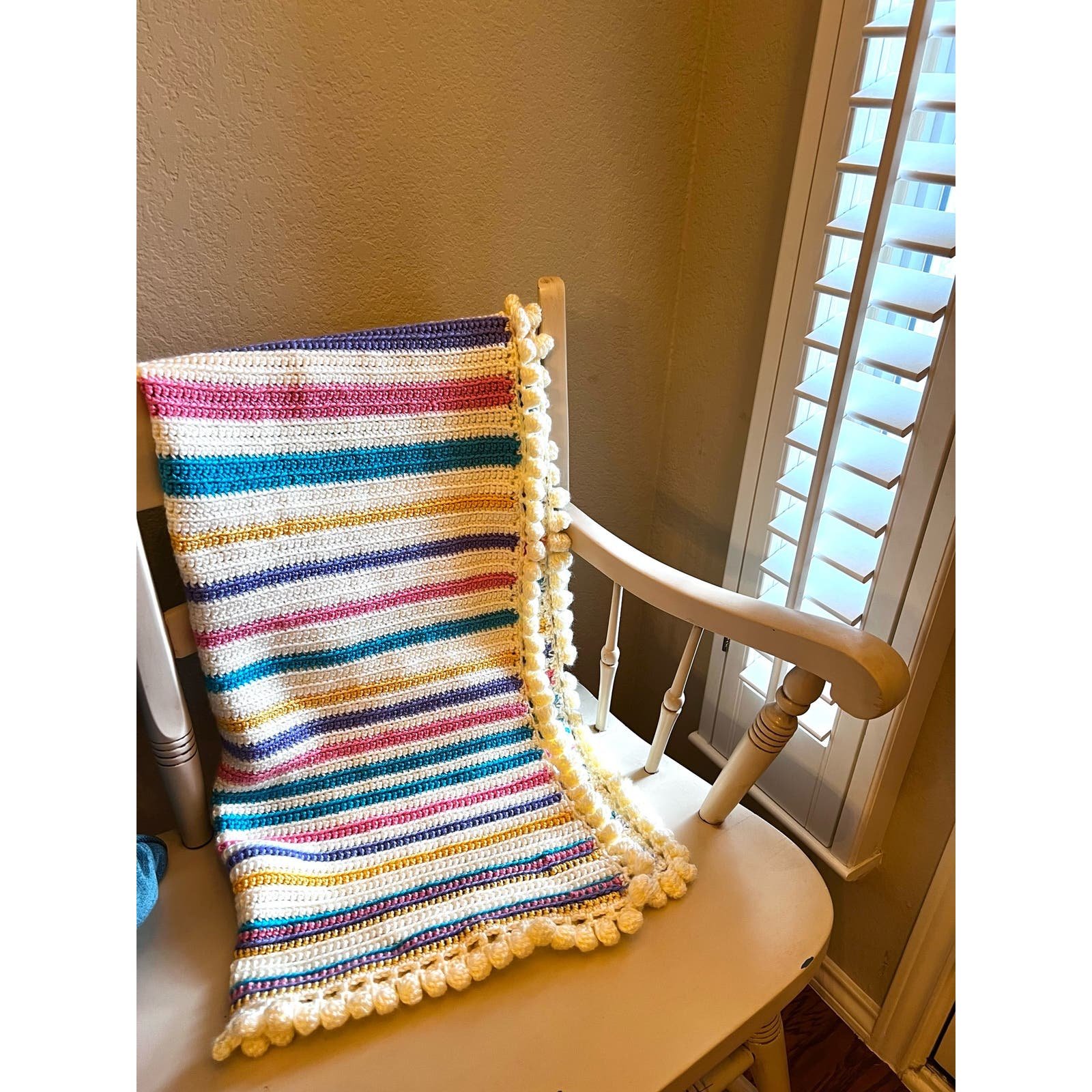 Handmade Multicolor Striped Crochet Granny Square Baby 