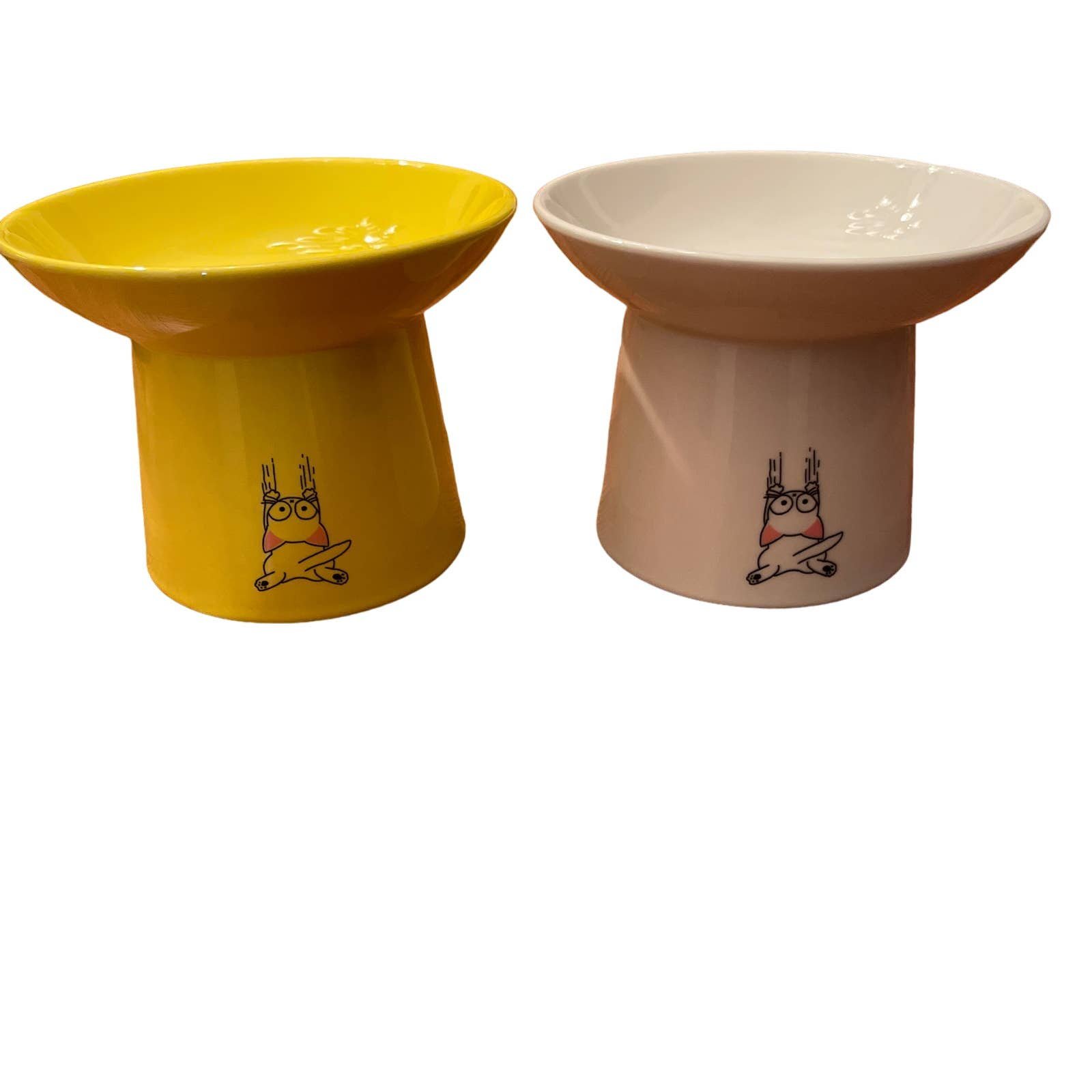 Pedestal cat food ceramic bowls sold as a set FOsMlkgNW