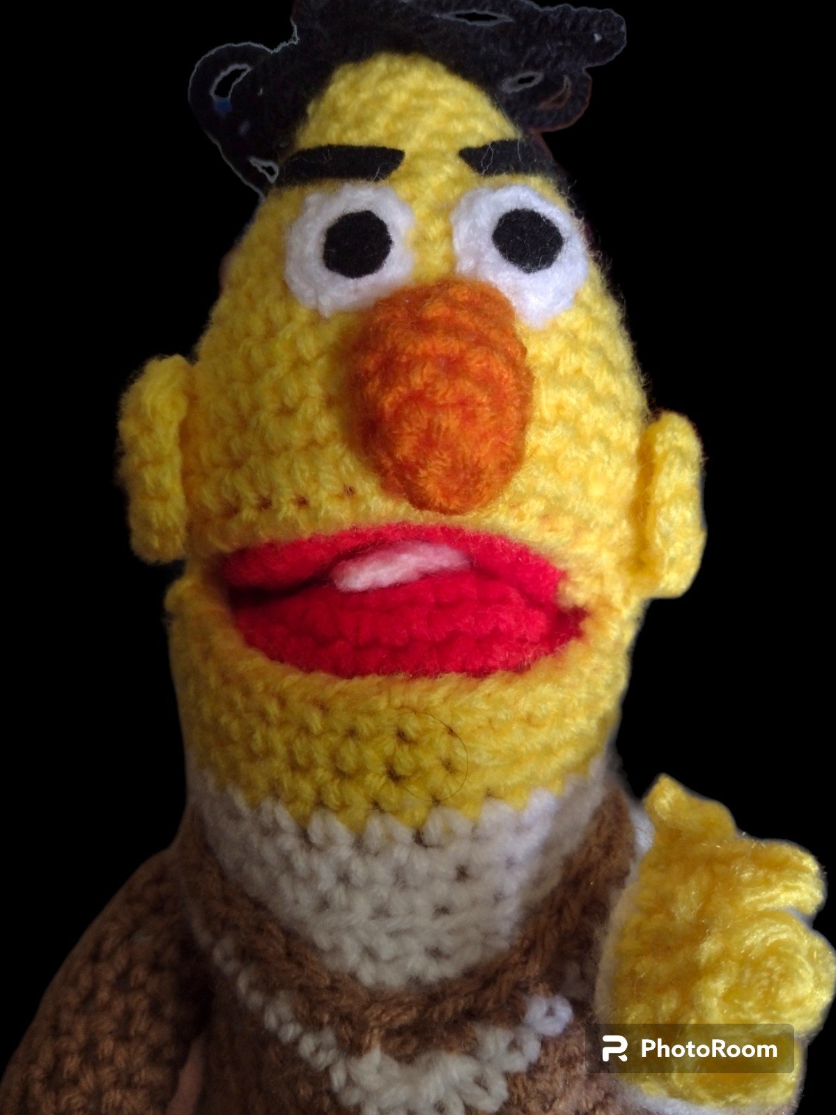 Vintage Crochet Bert Doll Sesame Street 1xt5BScR9