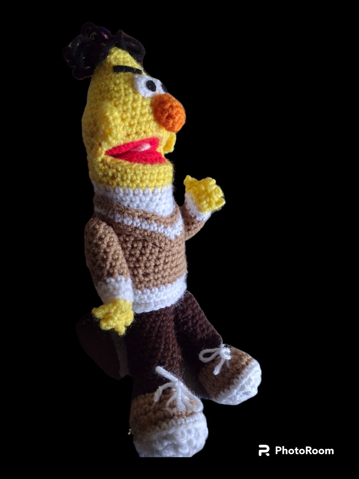 Vintage Crochet Bert Doll Sesame Street 1xt5BScR9