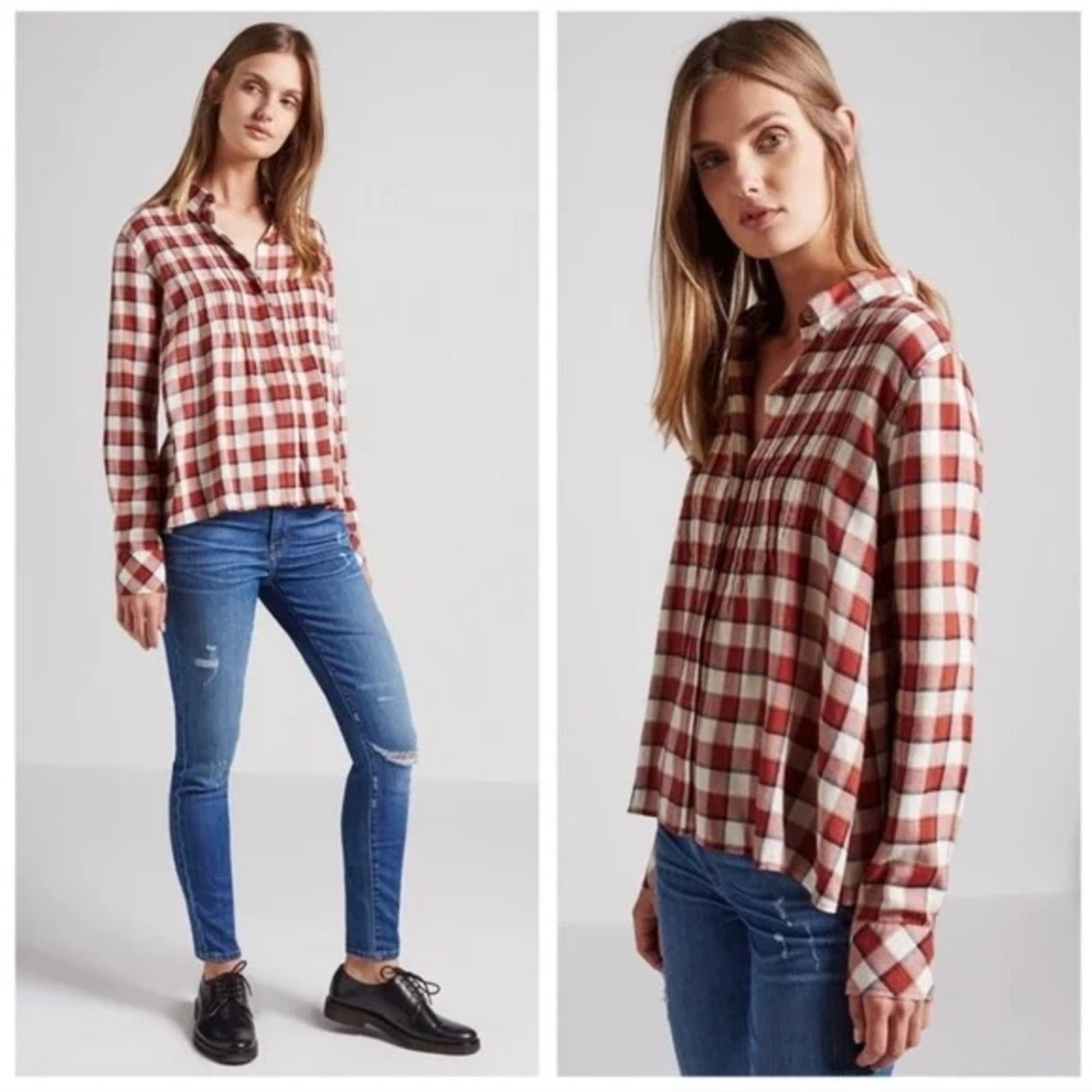 Current/Elliott Lucy Tuck Button Front Blouse in Danika