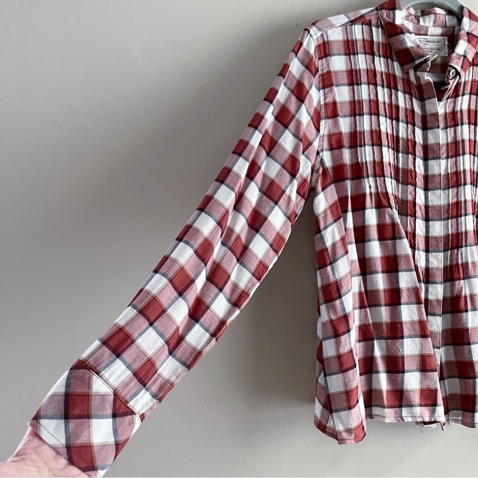 Current/Elliott Lucy Tuck Button Front Blouse in Danika Red Plaid, Size 2 FsBmnizAW