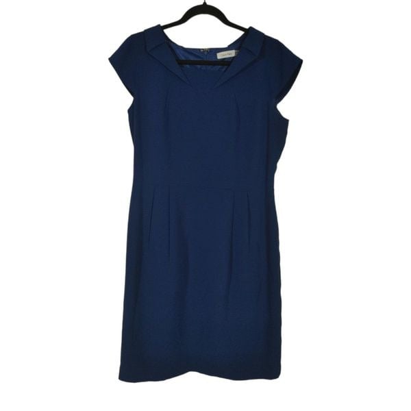 Calvin Klein cap sleeve formal dress blue size 12 DcKms