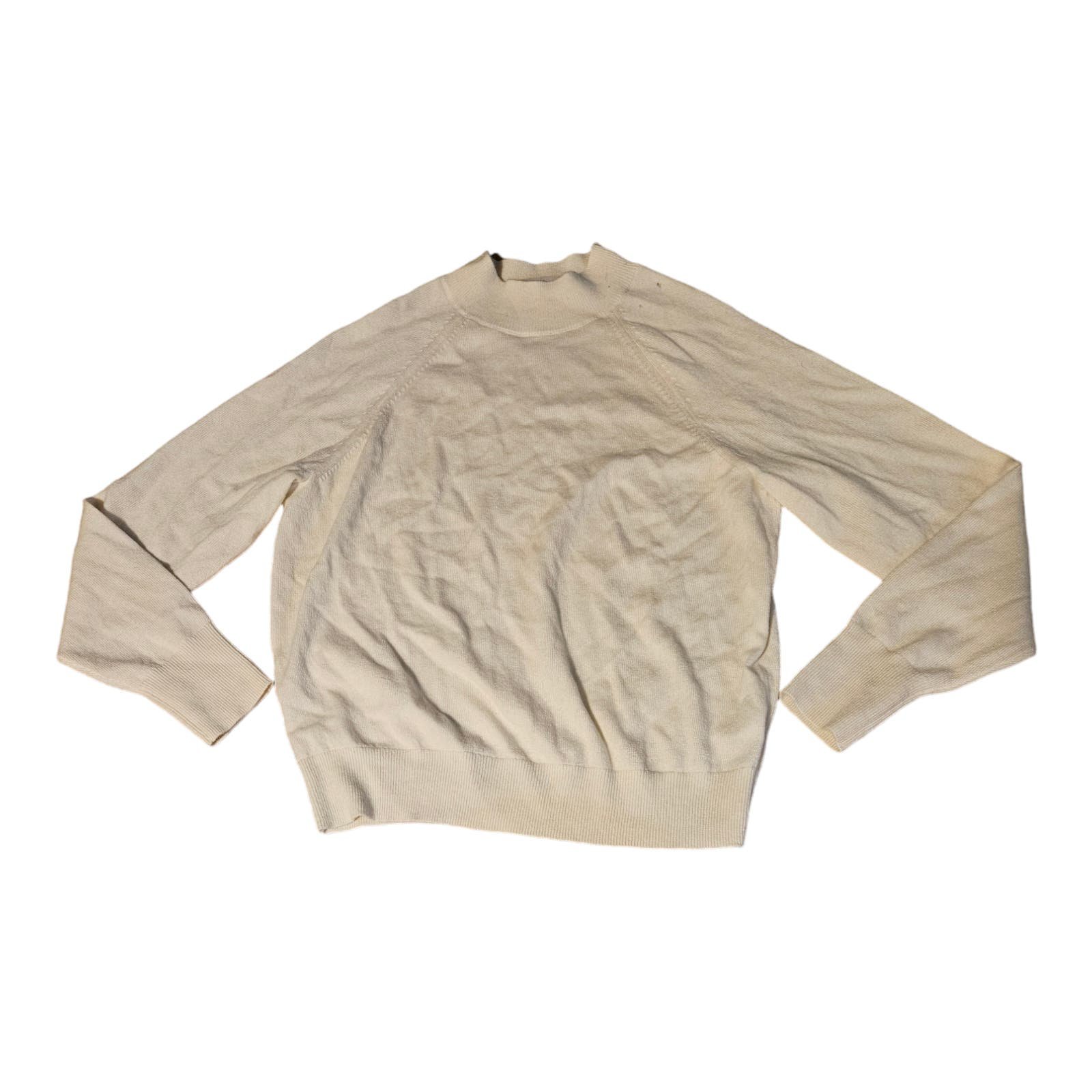 Everlane Medium White Long Sleeve Pullover Knit Sweater