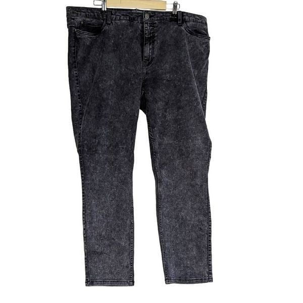 Junarose Jeans Relaxed Fit Tapered Leg Jeans Black Denim Acid Wash Size 22 cMMtwRwit