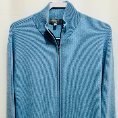 Neiman Marcus Men´s Cashmere Zippered Sweater , Sz XL, Blue, Moch Turtleneck b2UJ8Ew7F