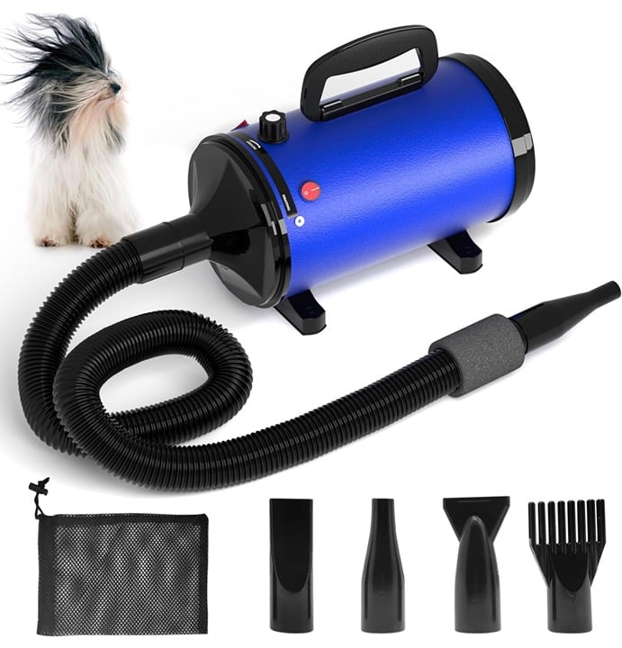 Professional Pet Hair Dryer with Adjustable Speed & Tem