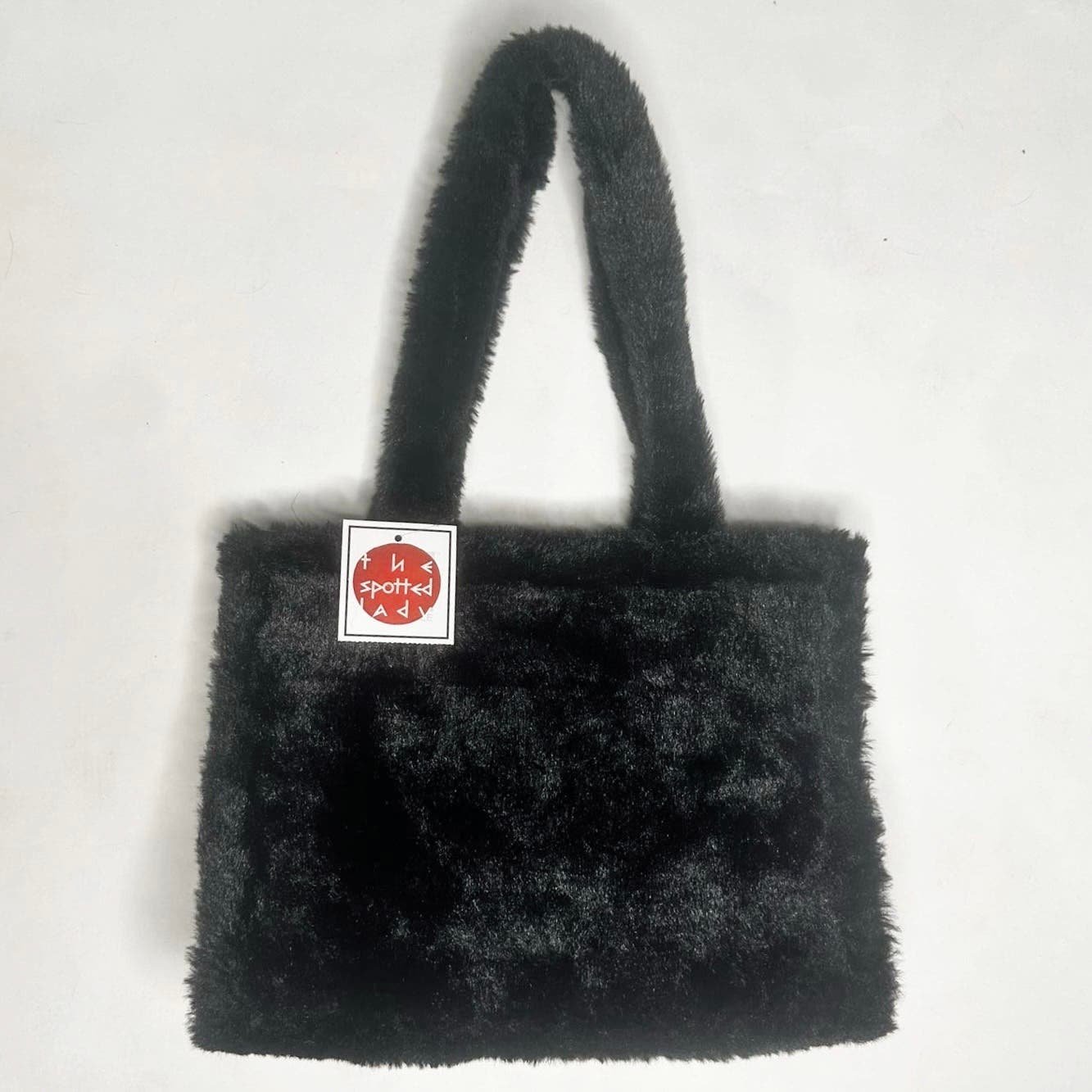 VTG Fuzzy Faux Fur Furry Handbag, Evening Purse, Shoulder Bag Black chlQGXOLn
