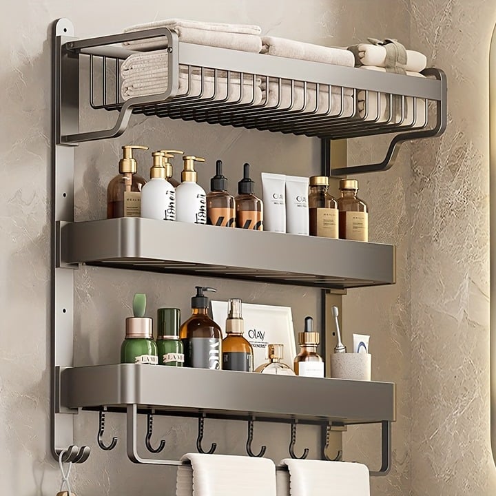 Wall Mounted Bathroom Storage Rack, Three-layer Bathroom Hanging Shelf-ADADA334 8JOtazGIg