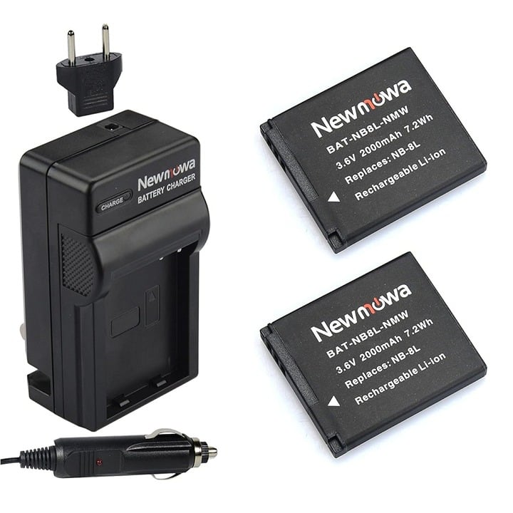 NB-8L Replacement Battery 2-Pack Charger Kit for NB-8L,