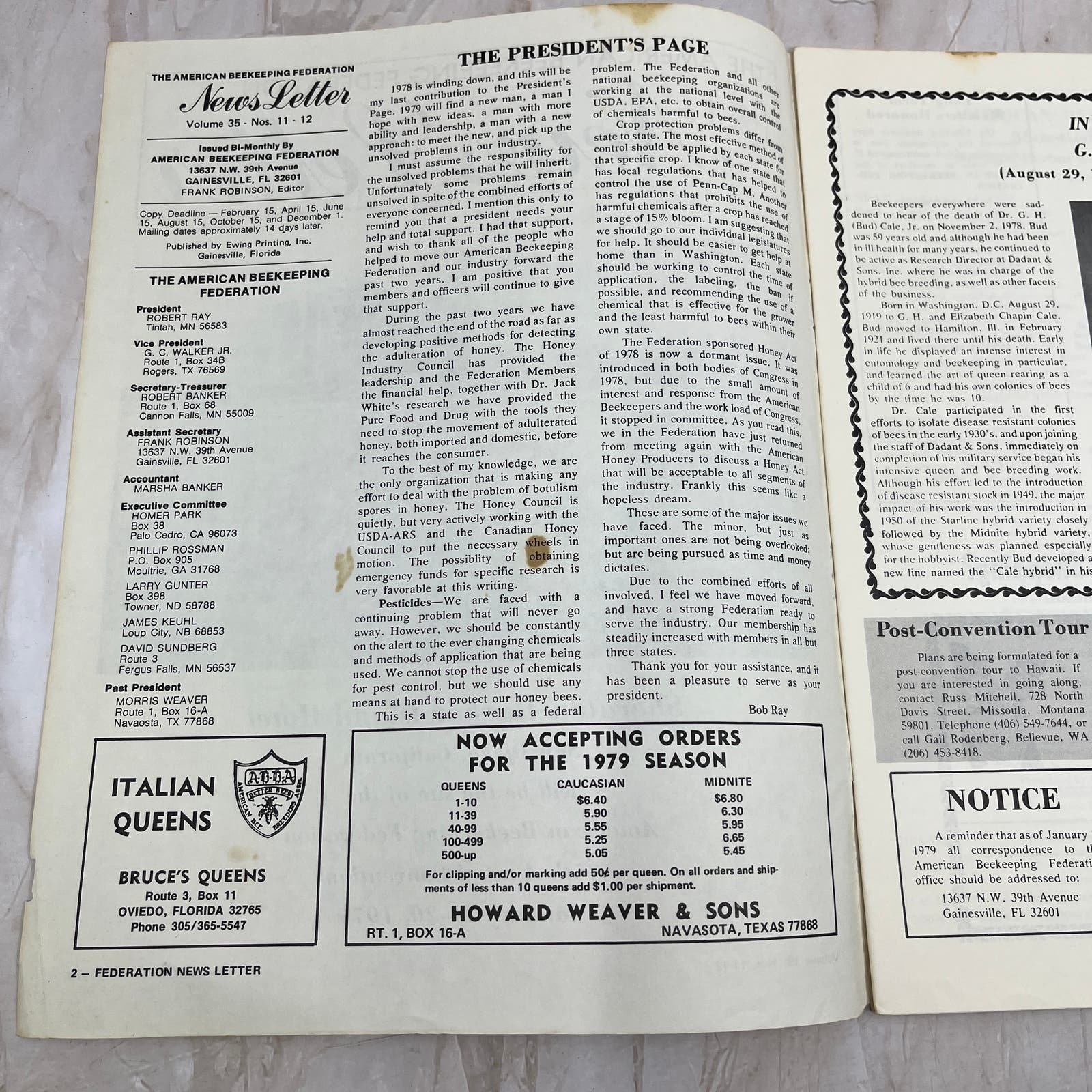 1978 Nov/Dec American Beekeeping Federation Newsletter Gainesville FL M15 FwRdiAblR