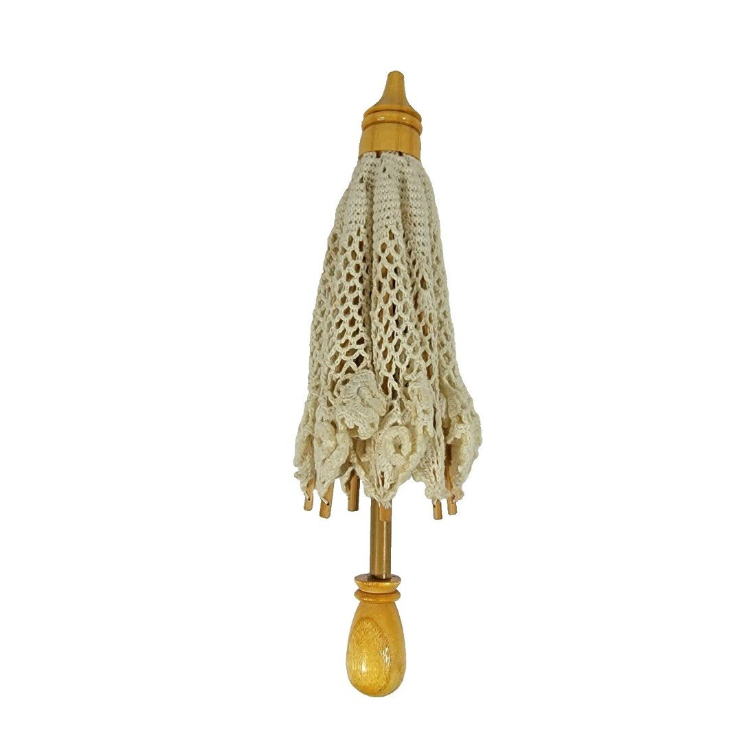 Miniature Ivory Color Crochet Knit Umbrella Doll Access