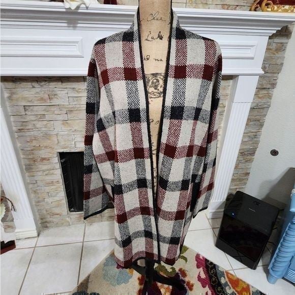 Adrienne Vittadini windowpane plaid cardigan sweater plus size 3X NEW!!! F0xh0VPzn