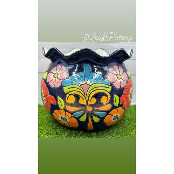 Cecilia Talavera Handmade Multi Colored Ceramic Planter Pot bbcq90hmR