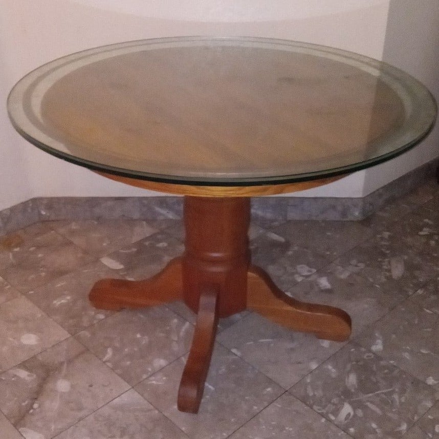 Vintage Oak Table with Glass Top included 6a42w9Huq